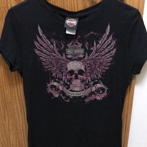 Harley Davidson tee pink skull